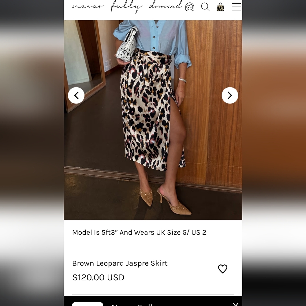 Never Fully Dressed Leopard Print  Jasper Wrap Skirt Nwt Med